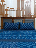 Dabu Applique Cotton Indigo Blue Bedcover