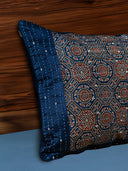 Indigo Ajrakh Kantha Pillow Cover