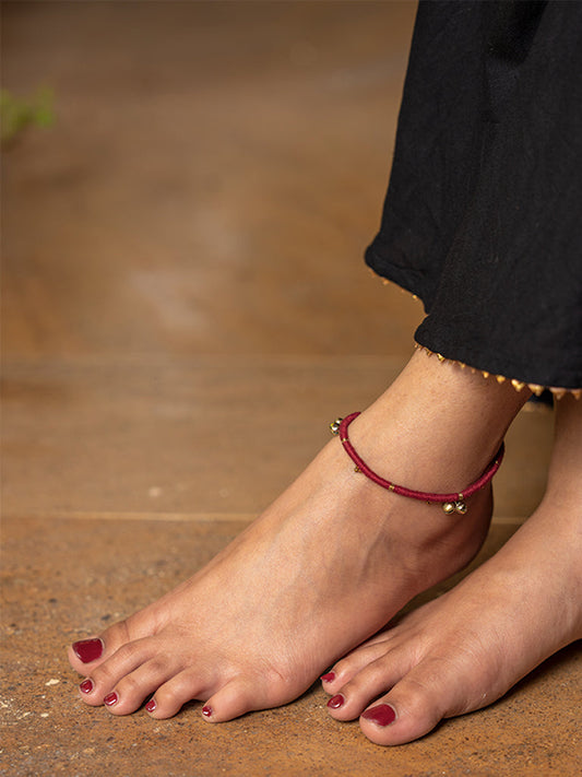 Maroon Ghunghru Anklet