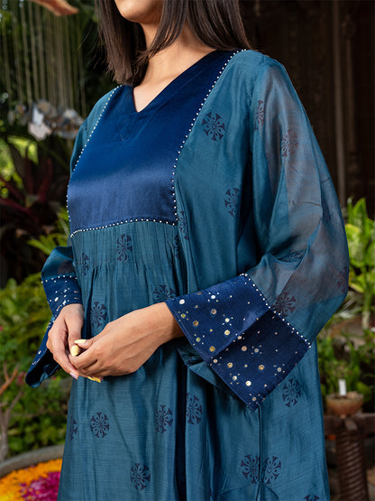 Chanderi Kurta Set With Badla Work
