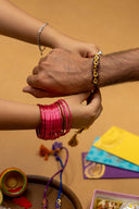 Brown Karigari Ikat Handmade Rakhi with Handwoven Ikat Fabric